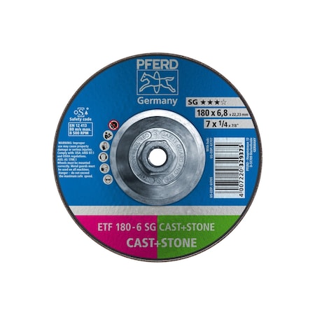 Pferd Grinding Wheel, Saucer, 7" x 1/4 61707